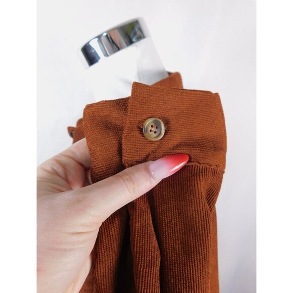 Corduroy Shirt Womens Medium Brown Oversized Button Front Pockets Shacket - Picture 6 of 12